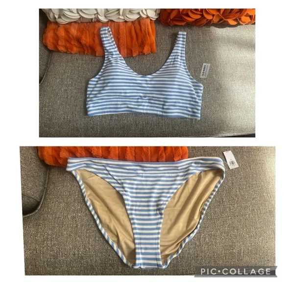 ❣️🆕Old Navy Blue & White Stripe Classic Terry Bikini❣️ - Picture 7 of 9